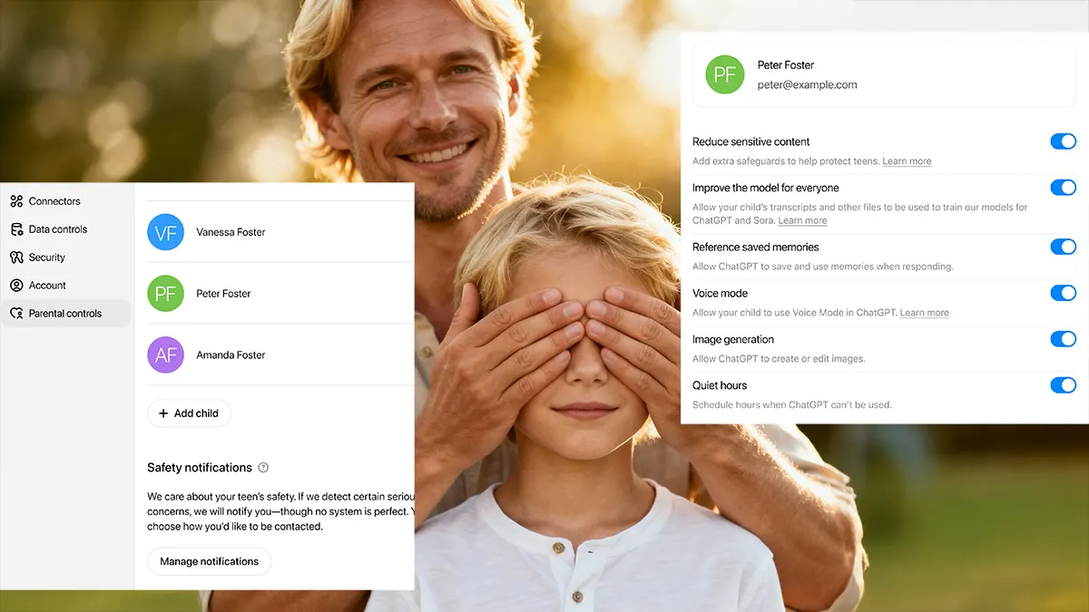 Ein Vater hält einem Kind die Augen zu